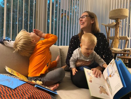 Family reading If You Give a Mouse a Cookie