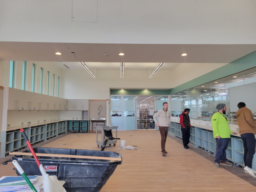 The Canvas Phase 2, looking east, with staff planning the installation of equipment and computers. 