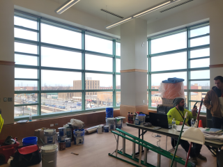 The Canvas enjoys abundant natural light and a spectacular view of Des Plaines looking northwest. 