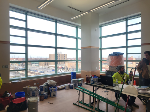 The Canvas enjoys abundant natural light and a spectacular view of Des Plaines looking northwest. 