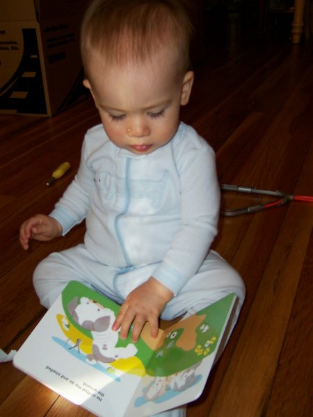 baby reading book