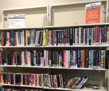 Shop for bargains at the Friends Of The Library Book Nook located on the 1st floor.