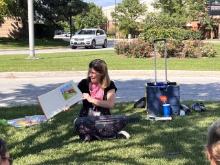 Librarian reading