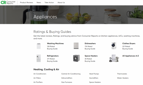 Consumer reports appliances sale